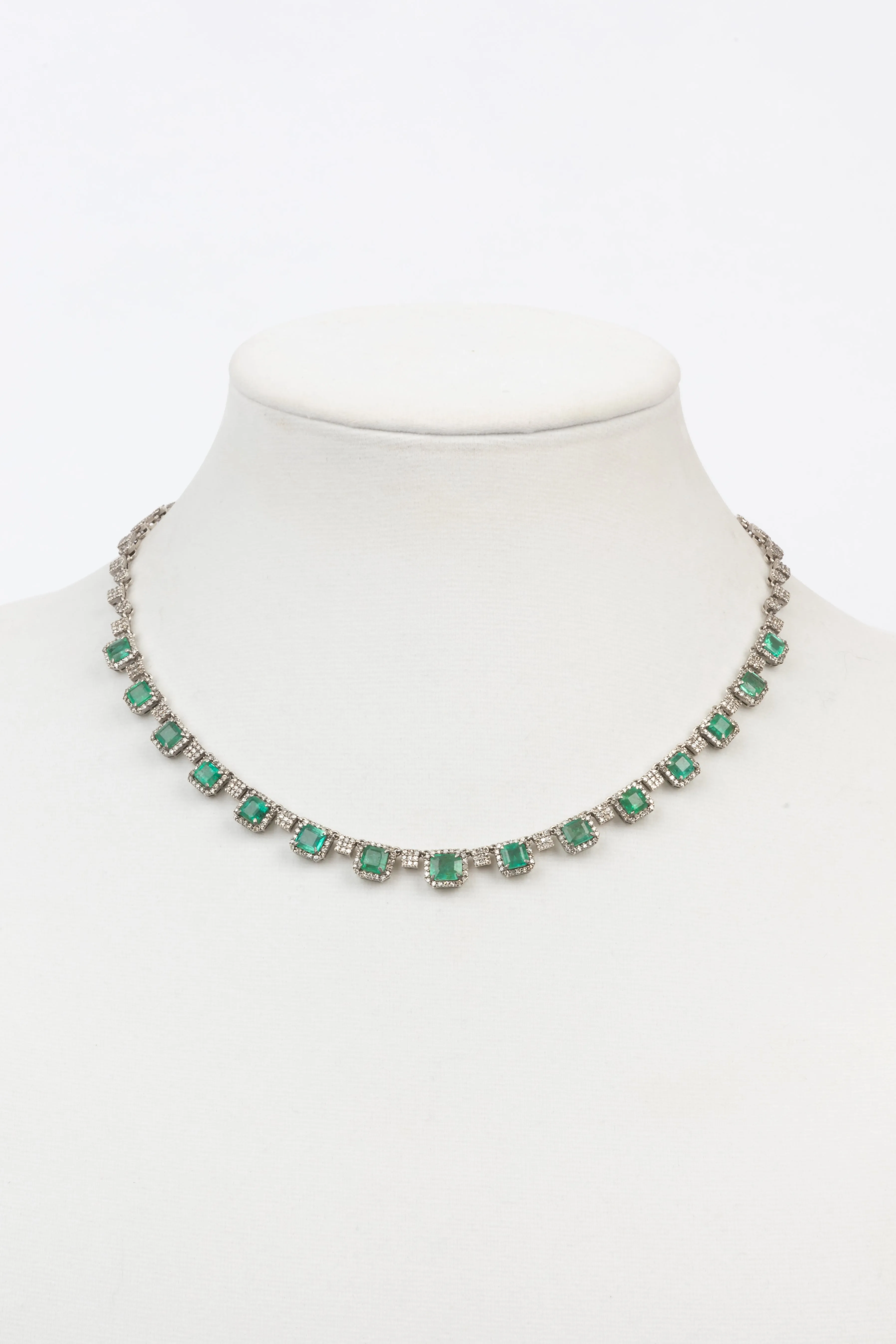 Emerald, Pave Diamond Necklace