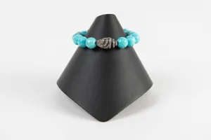 Faceted turquoise with pave diamond bead