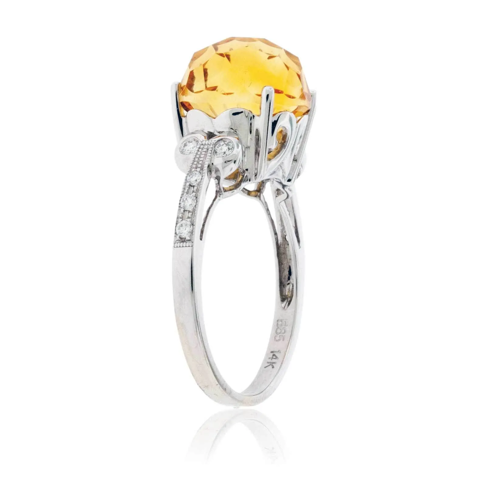 Fancy Cut Beautiful Citrine & Diamond Ring