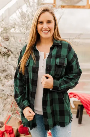 Feeling Rugged Plaid Button-Up- Black & Hunter Green