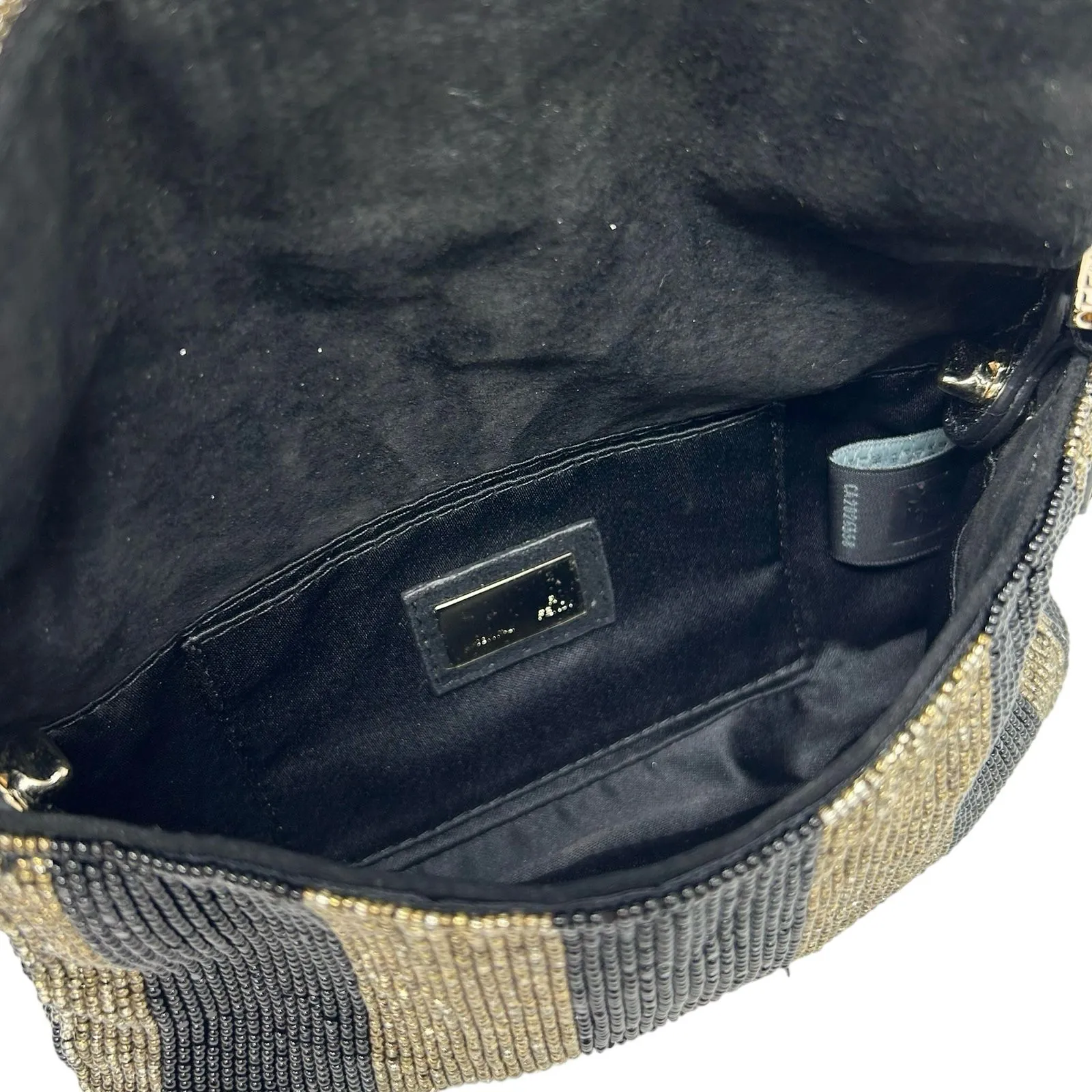 Fendi Black Striped Mini Baguette