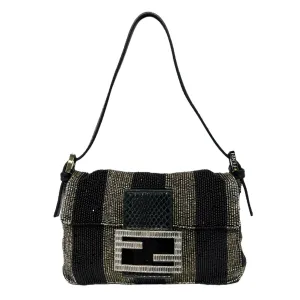 Fendi Black Striped Mini Baguette