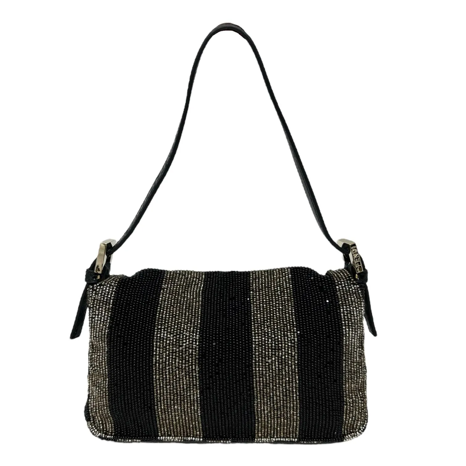 Fendi Black Striped Mini Baguette
