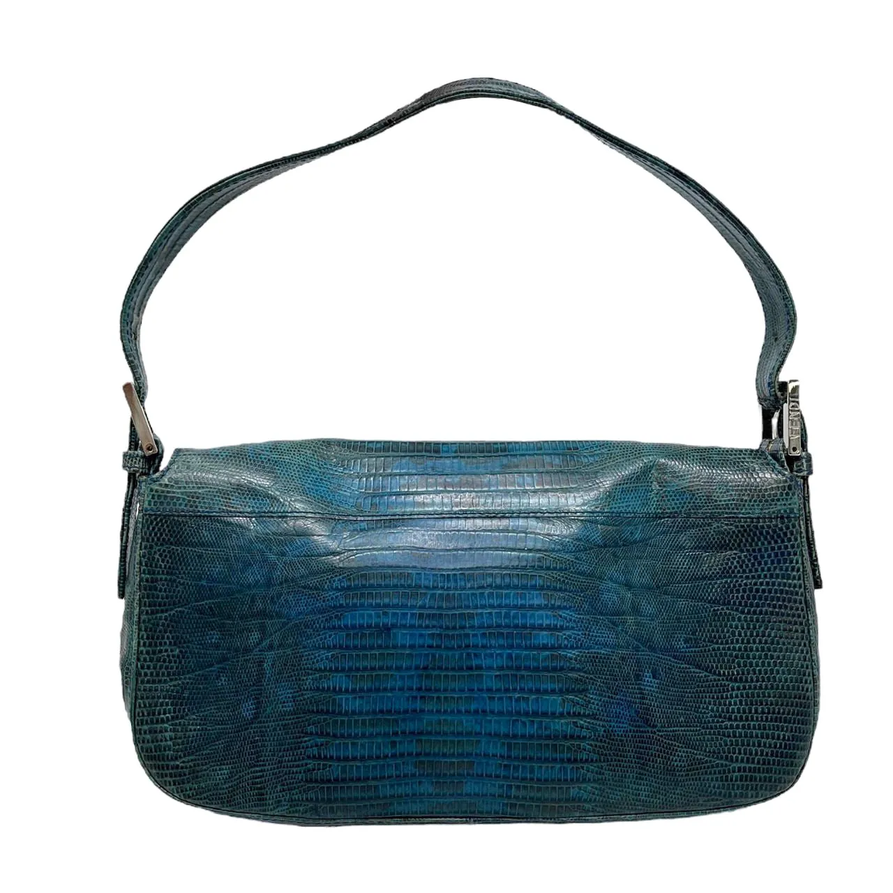 Fendi Blue Lizard Baguette Bag