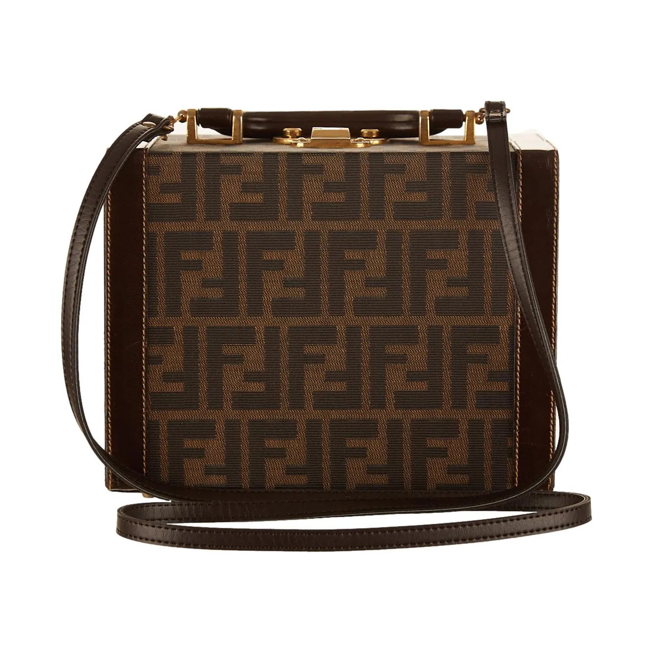 Fendi Brown Logo Vanity Bag