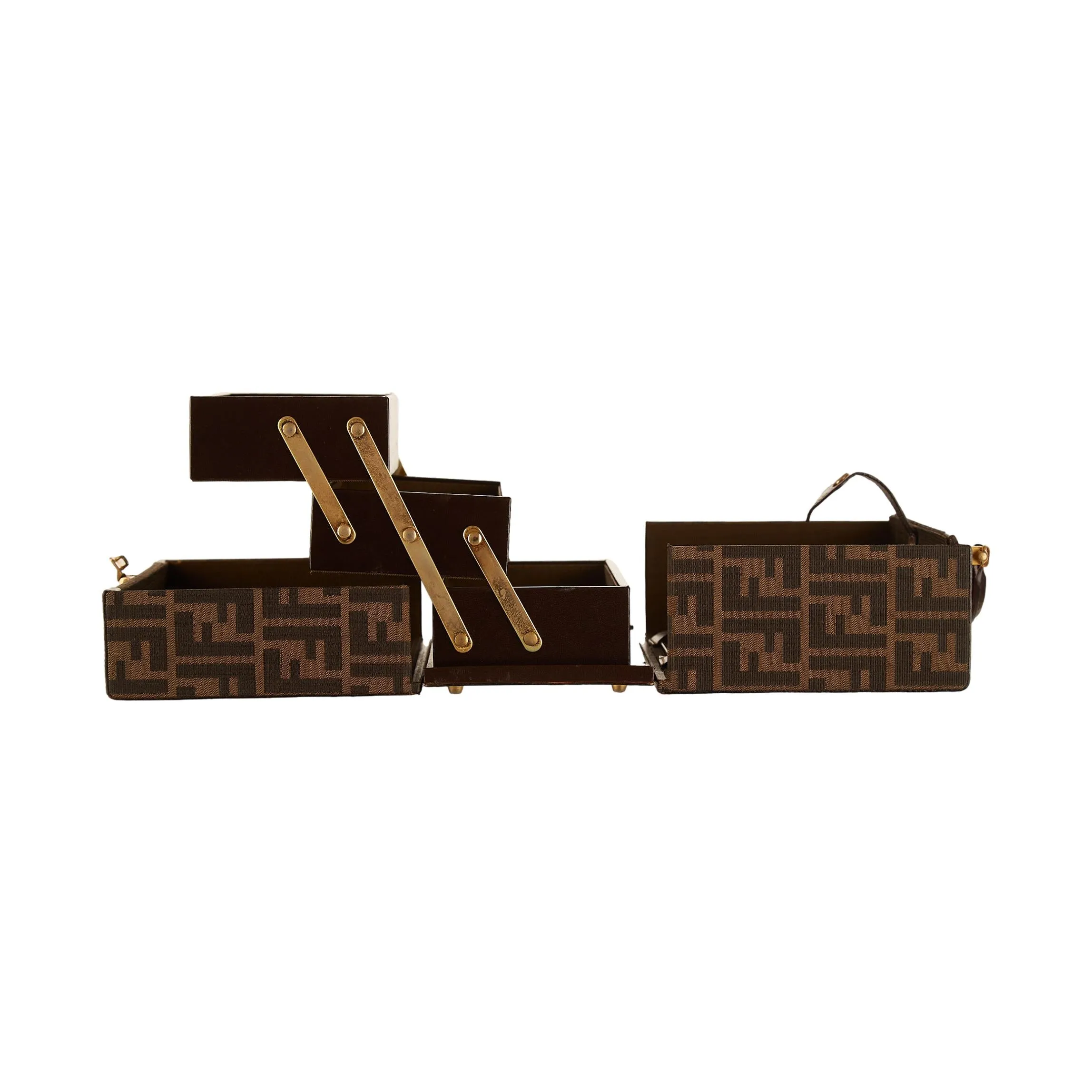 Fendi Brown Logo Vanity Bag