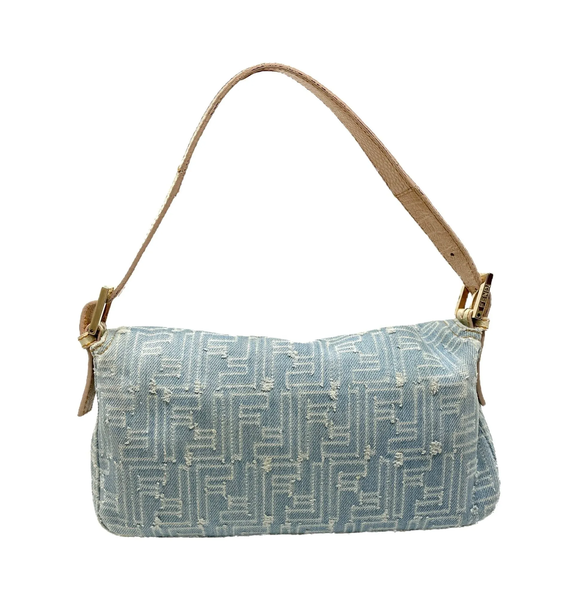 Fendi Denim Logo Baguette