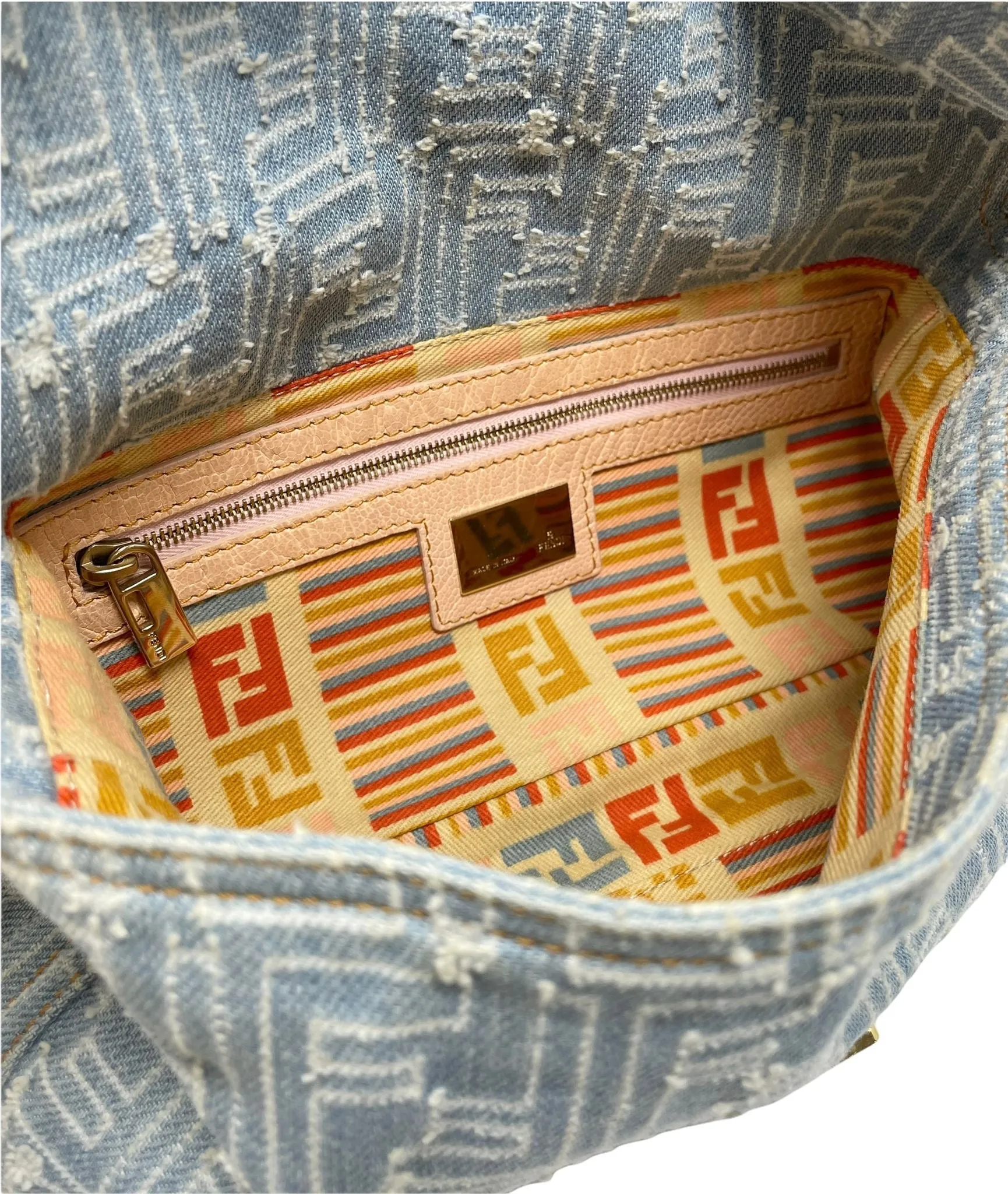 Fendi Denim Logo Baguette
