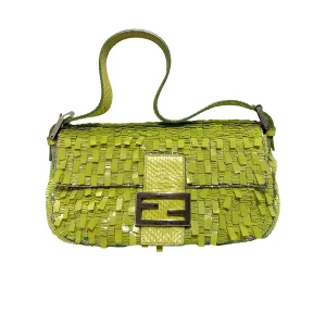 Fendi Lime Green Sequin Baguette