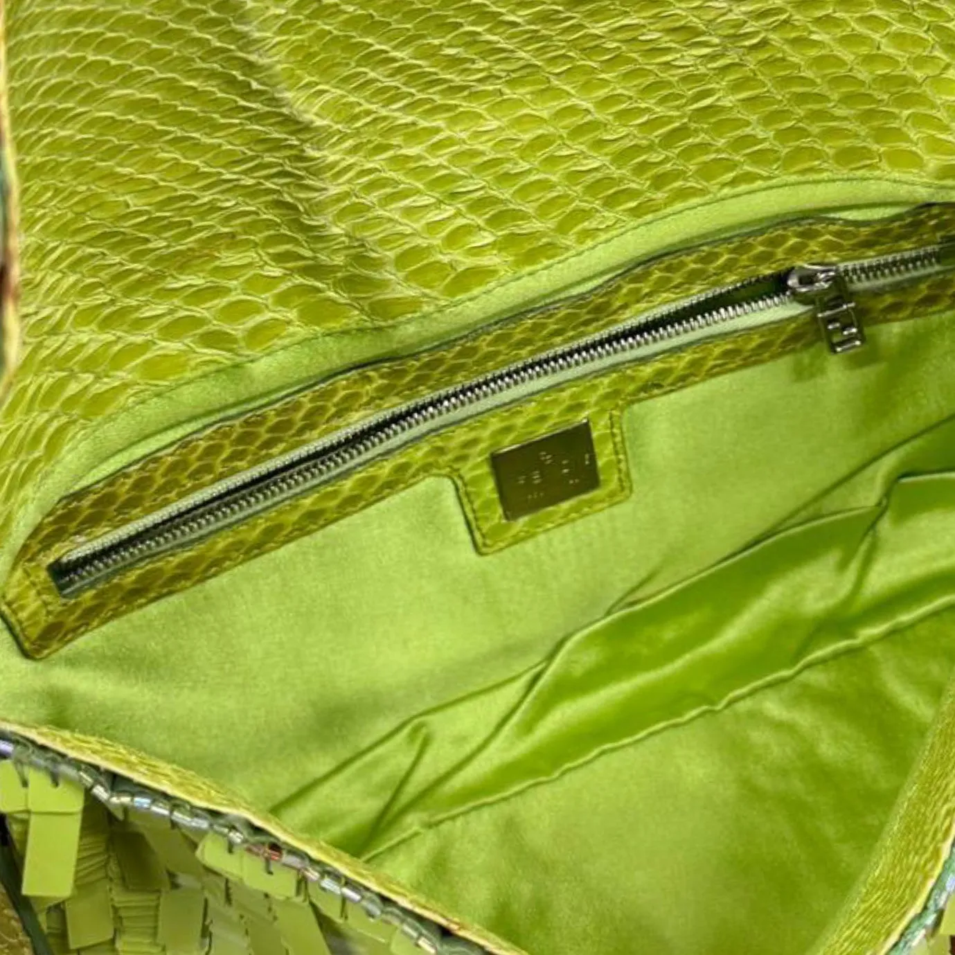 Fendi Lime Green Sequin Baguette