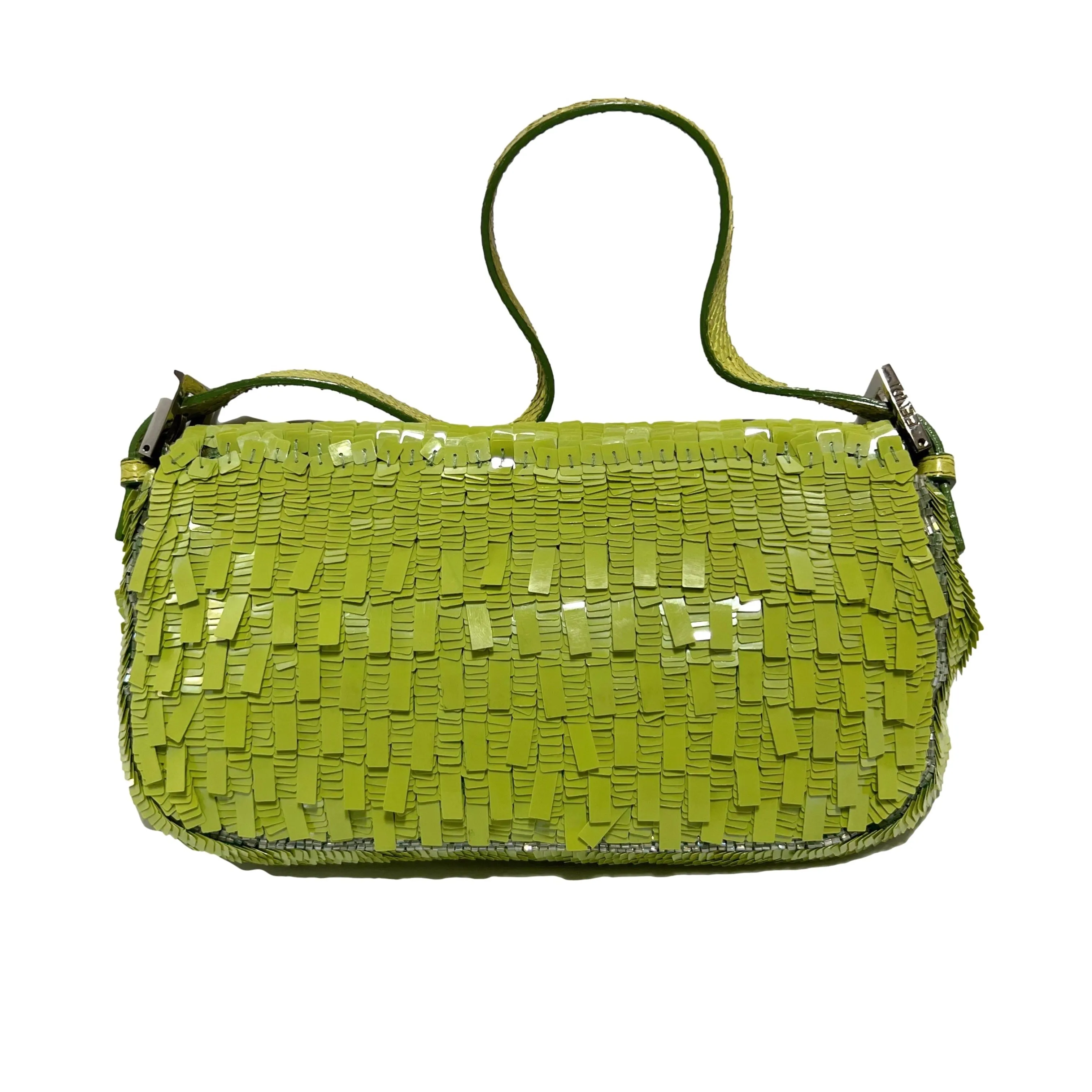 Fendi Lime Green Sequin Baguette