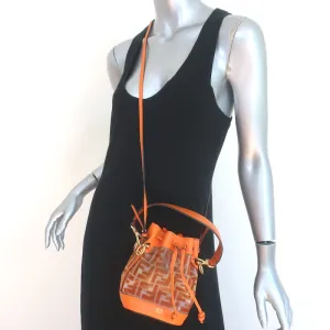 Fendi Mon Tresor FF PVC Mini Bucket Bag Orange Leather Crossbody