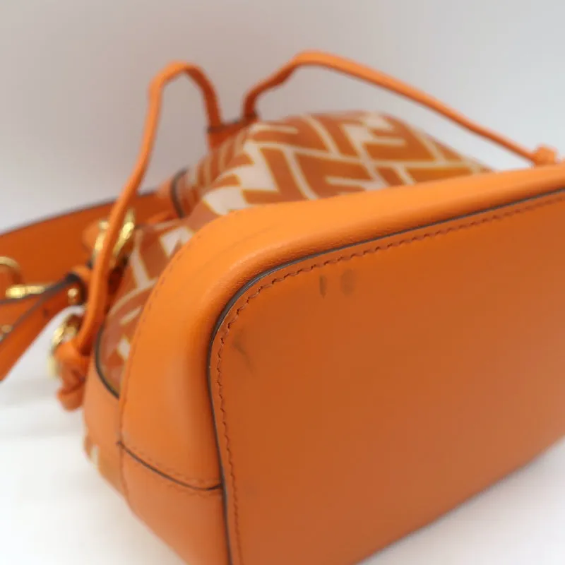 Fendi Mon Tresor FF PVC Mini Bucket Bag Orange Leather Crossbody