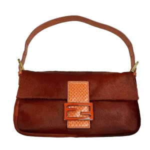 Fendi Orange Calf Hair Baguette