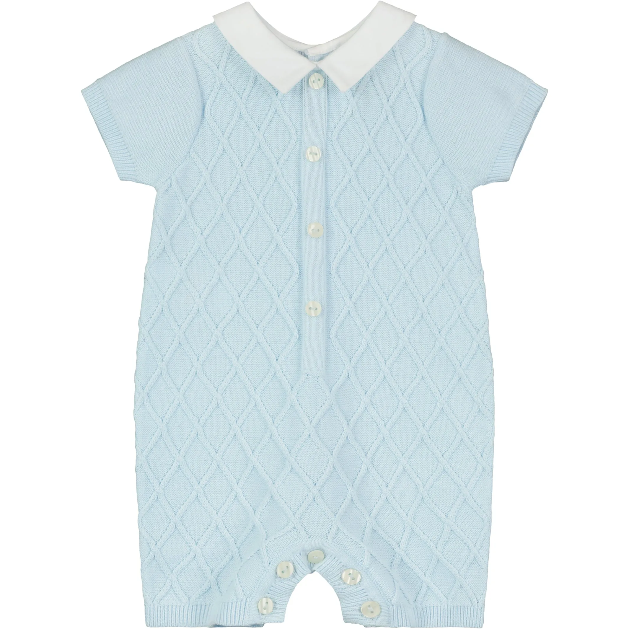 Flynn Blue Diamond Knitted Romper