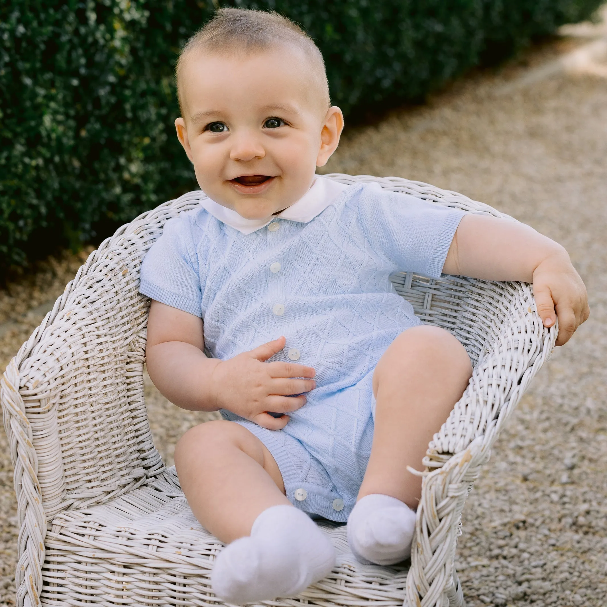 Flynn Blue Diamond Knitted Romper