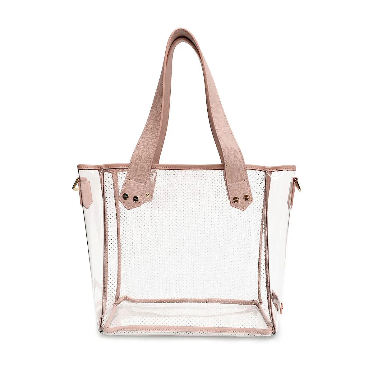 Gameday Bag - Blush Leather / Clear PVC / Gold Hardware