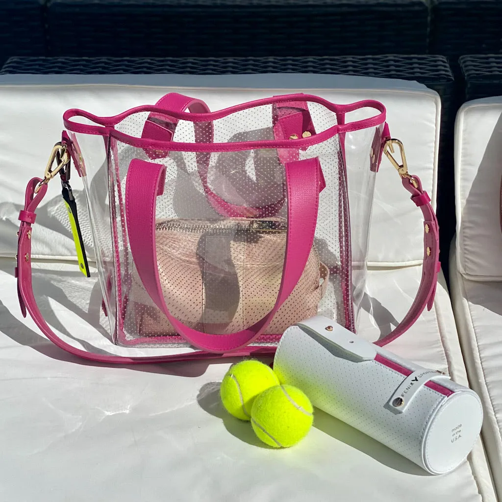 Gameday Bag - Fuchsia Leather / Clear PVC