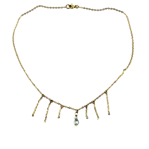 Gem Clear Crystal 14k Gold Necklace