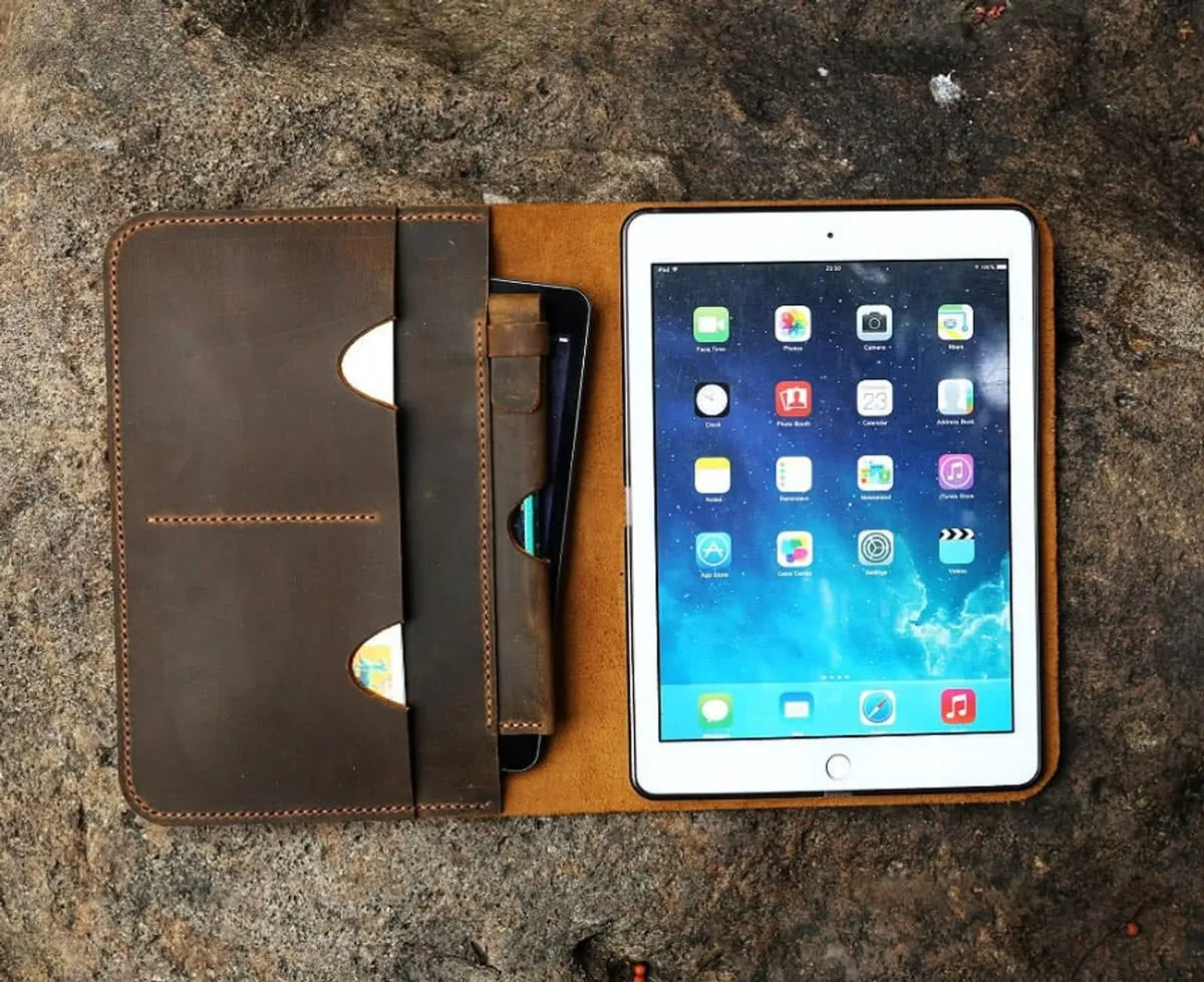 Genuine Leather iPad Cover Case Organizer for iPad Pro 9.7", 11", & 12.9"