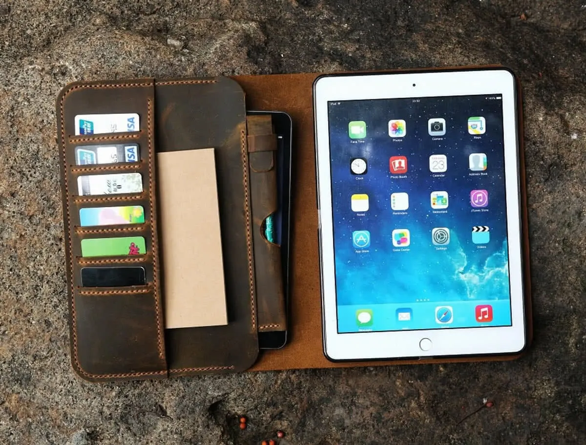Genuine Leather iPad Cover Case Organizer for iPad Pro 9.7", 11", & 12.9"
