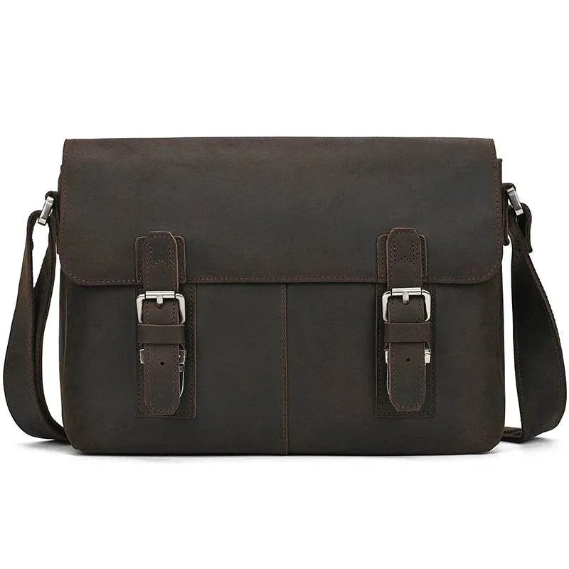 Genuine Leather Shoulder Bag – Retro Men's Crossbody with Handle