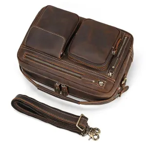 Genuine Leather Shoulder Bag – Retro Men's Crossbody with Handle