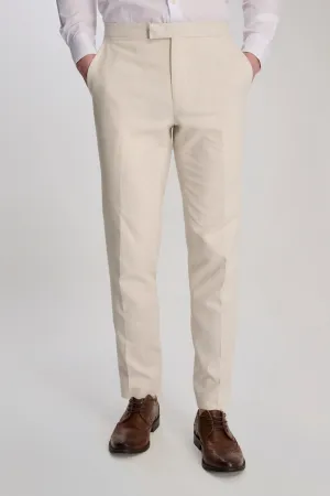 Giacomo Slim Fit Cotton Linen Suit Trousers in Stone