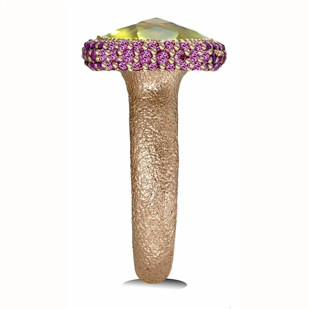 Gold Cocktail Ring with Lemon Citrine & Garnets