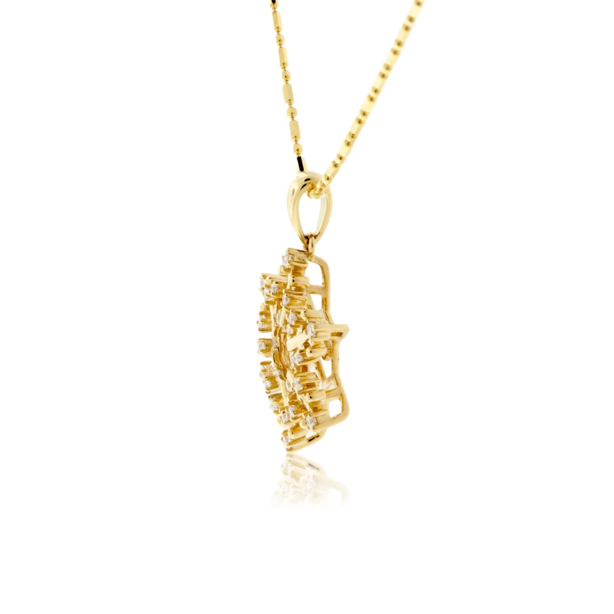 Gold Dancing Diamond Snowflake Necklace