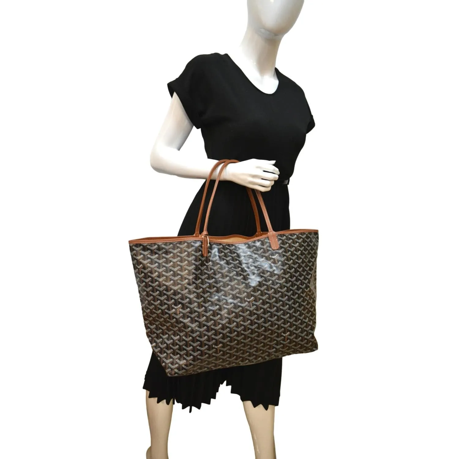 GOYARD Saint Louis GM Canvas Tote Shoulder Bag Tan
