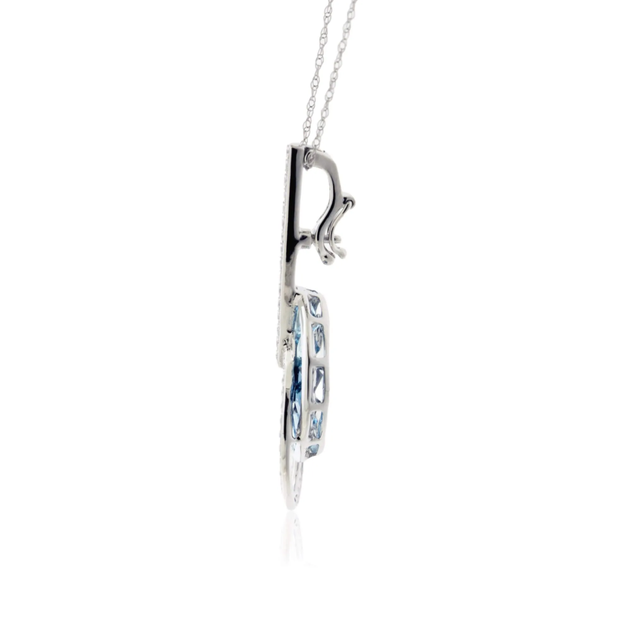 Gradient Sky Blue to London Blue Topaz & Diamond Circle Pendant