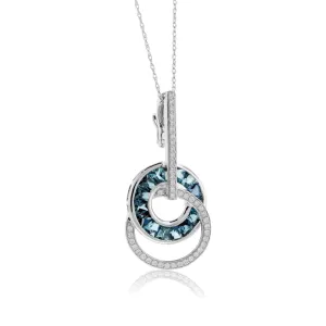 Gradient Sky Blue to London Blue Topaz & Diamond Circle Pendant