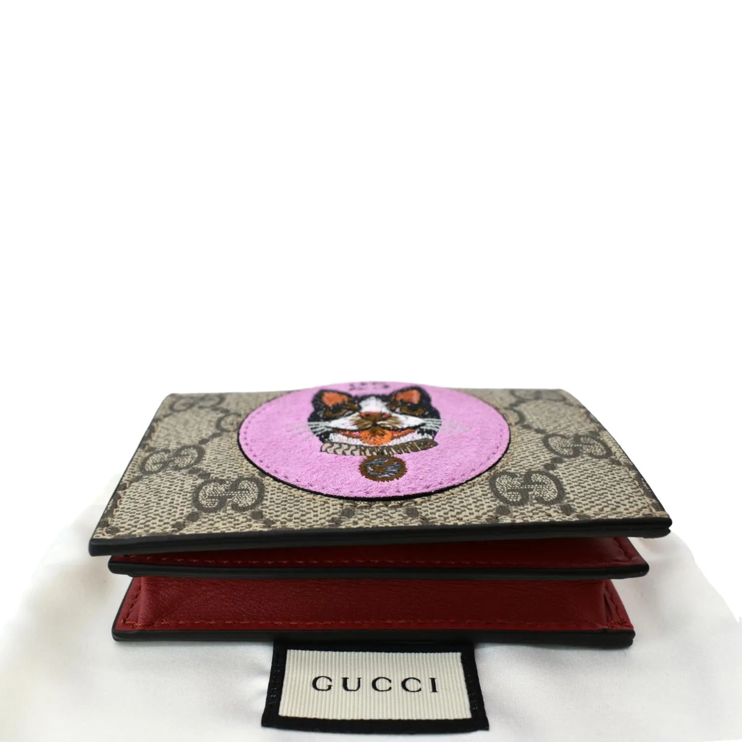 GUCCI Bosco Patch GG Supreme Canvas Card Case Wallet Beige 506277