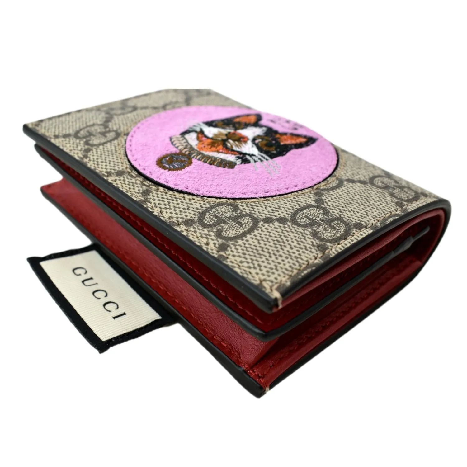 GUCCI Bosco Patch GG Supreme Canvas Card Case Wallet Beige 506277