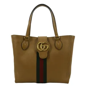 GUCCI Dahlia Leather Tote Bag Tan 652680