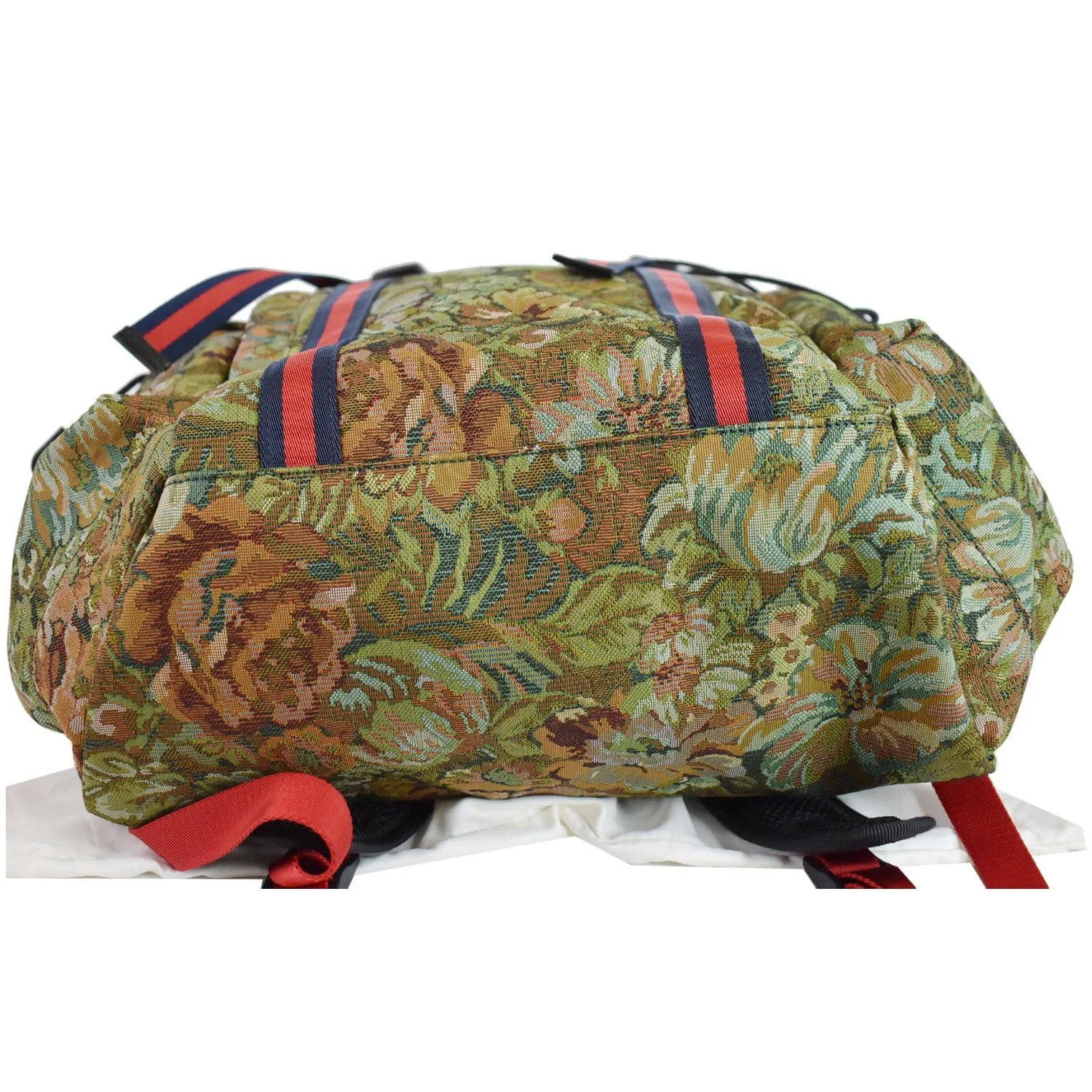 GUCCI Floral Brocade Leather Backpack Bag Green Multi 429037