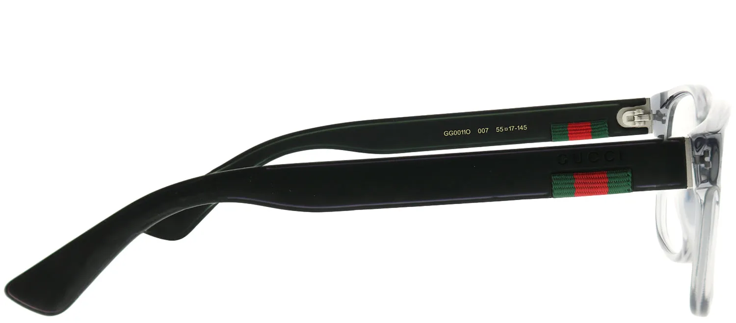 Gucci GG 0011O 007 Square Acetate Grey Eyeglasses with Demo Lens