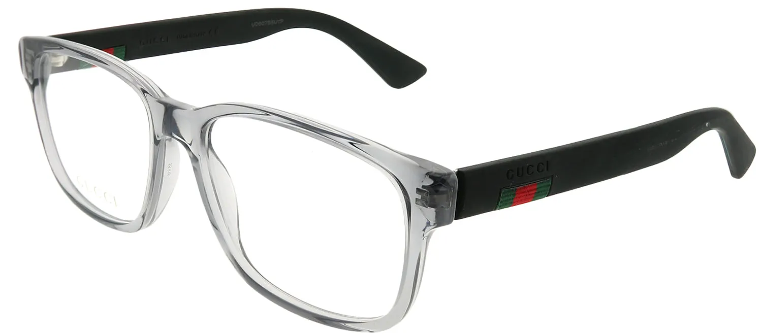 Gucci GG 0011O 007 Square Acetate Grey Eyeglasses with Demo Lens