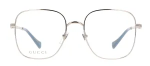 Gucci GG 1144O 002 Square Metal Silver Eyeglasses with Logo Stamped Demo Lenses