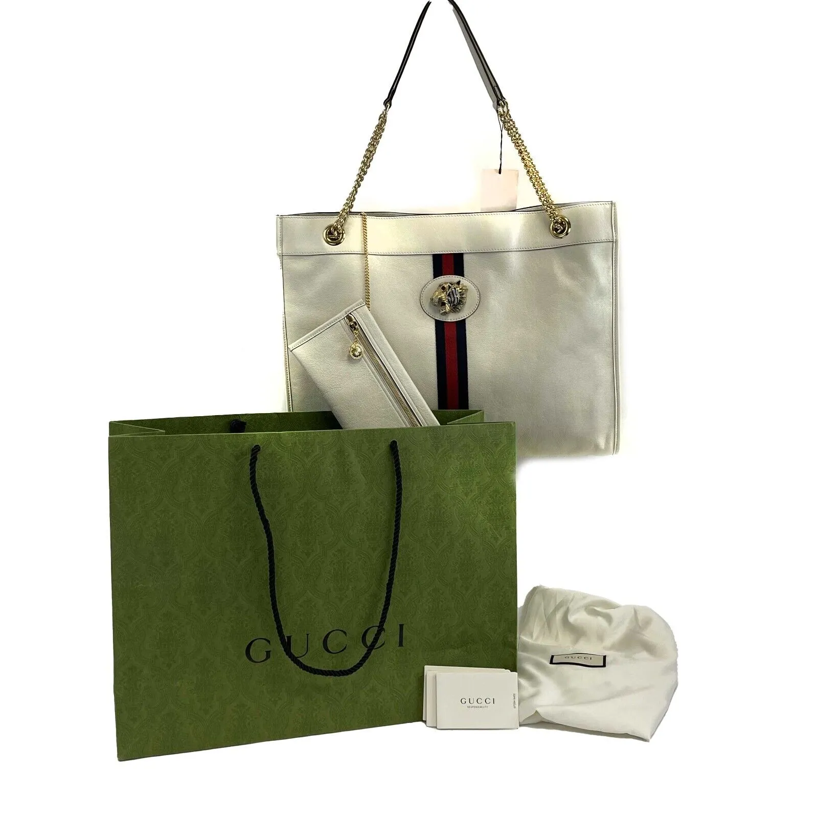 Gucci - New w/ Tags - Rajah Tote - White Shoulder Bag