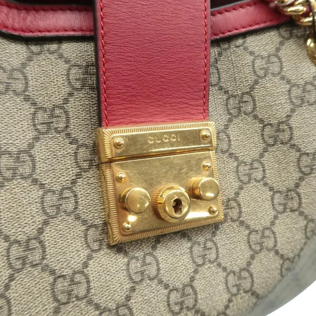 GUCCI Padlock Medium GG Supreme Canvas Tote Bag Red 479197