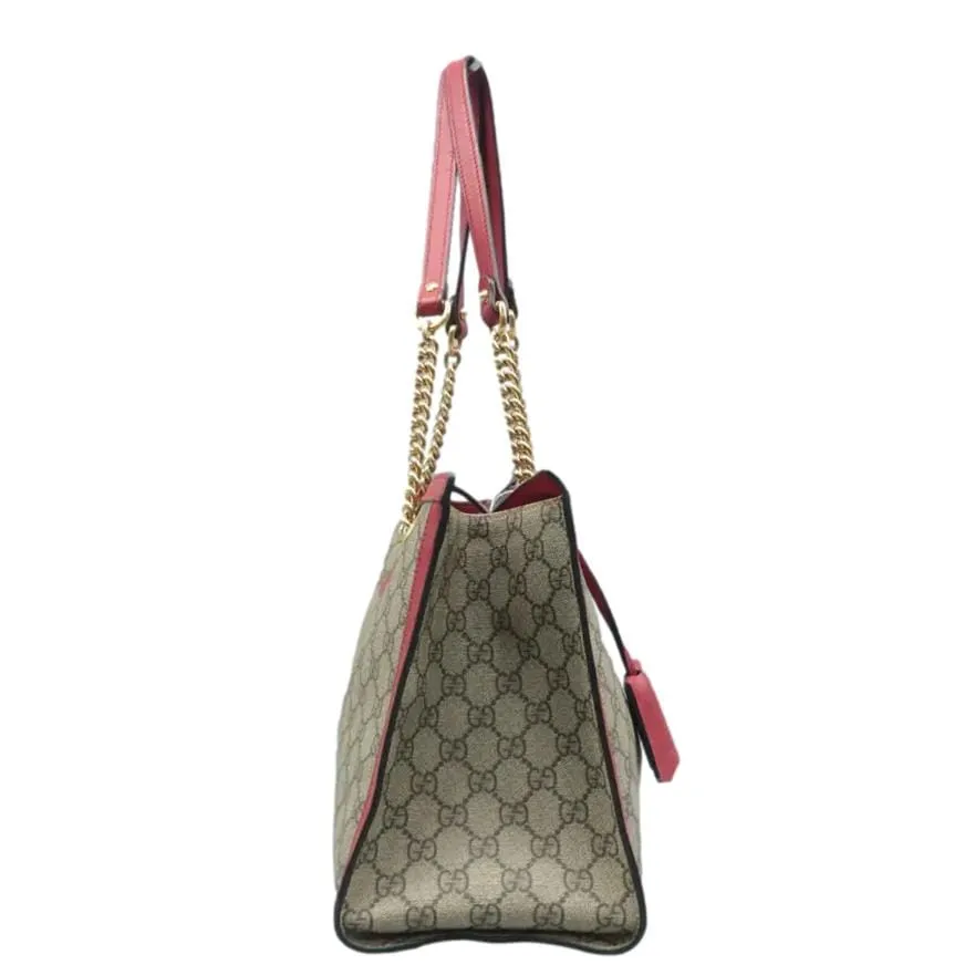 GUCCI Padlock Medium GG Supreme Canvas Tote Bag Red 479197