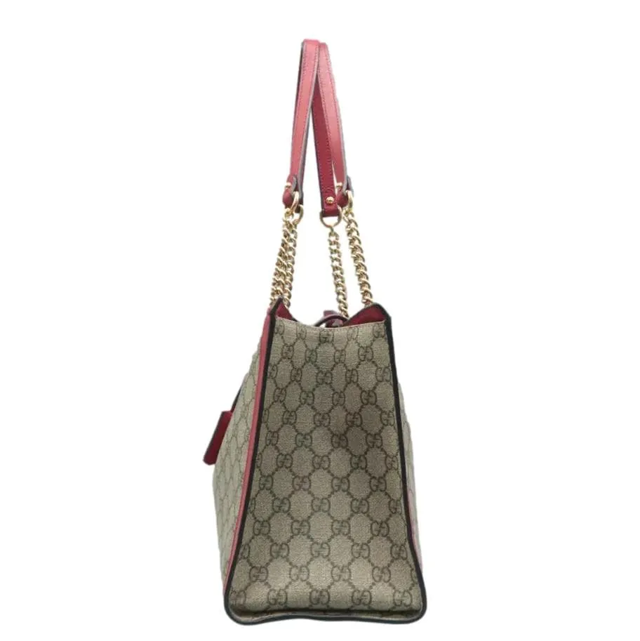 GUCCI Padlock Medium GG Supreme Canvas Tote Bag Red 479197