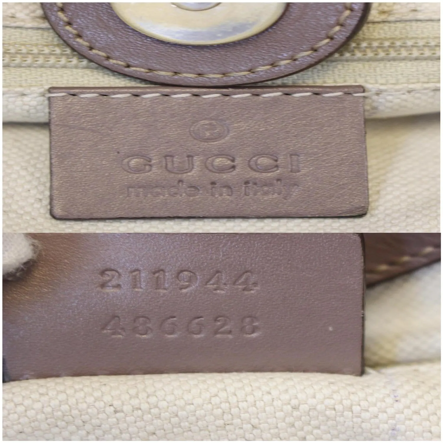 GUCCI Sukey Medium  GG Canvas Tote Bag Beige 211944