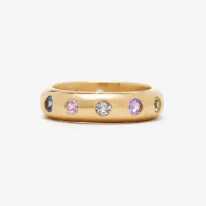 Half Round "Mosaic" Multi Sapphire Band in 20K Peach Gold- 5mm
