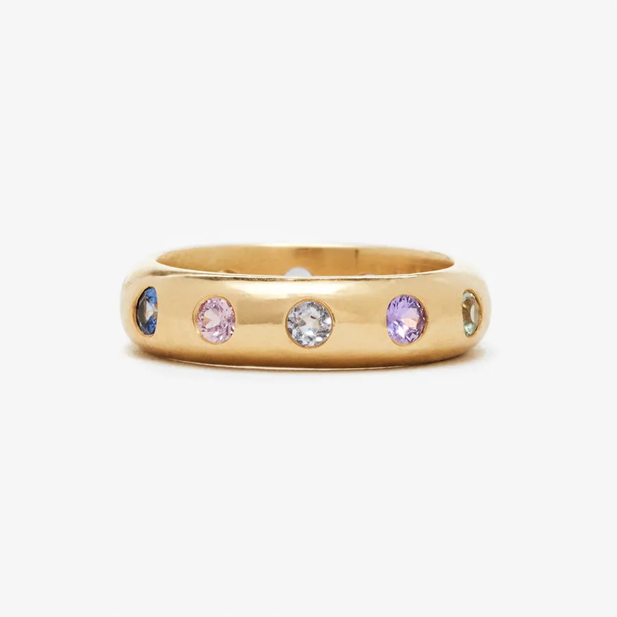 Half Round "Mosaic" Multi Sapphire Band in 20K Peach Gold- 5mm