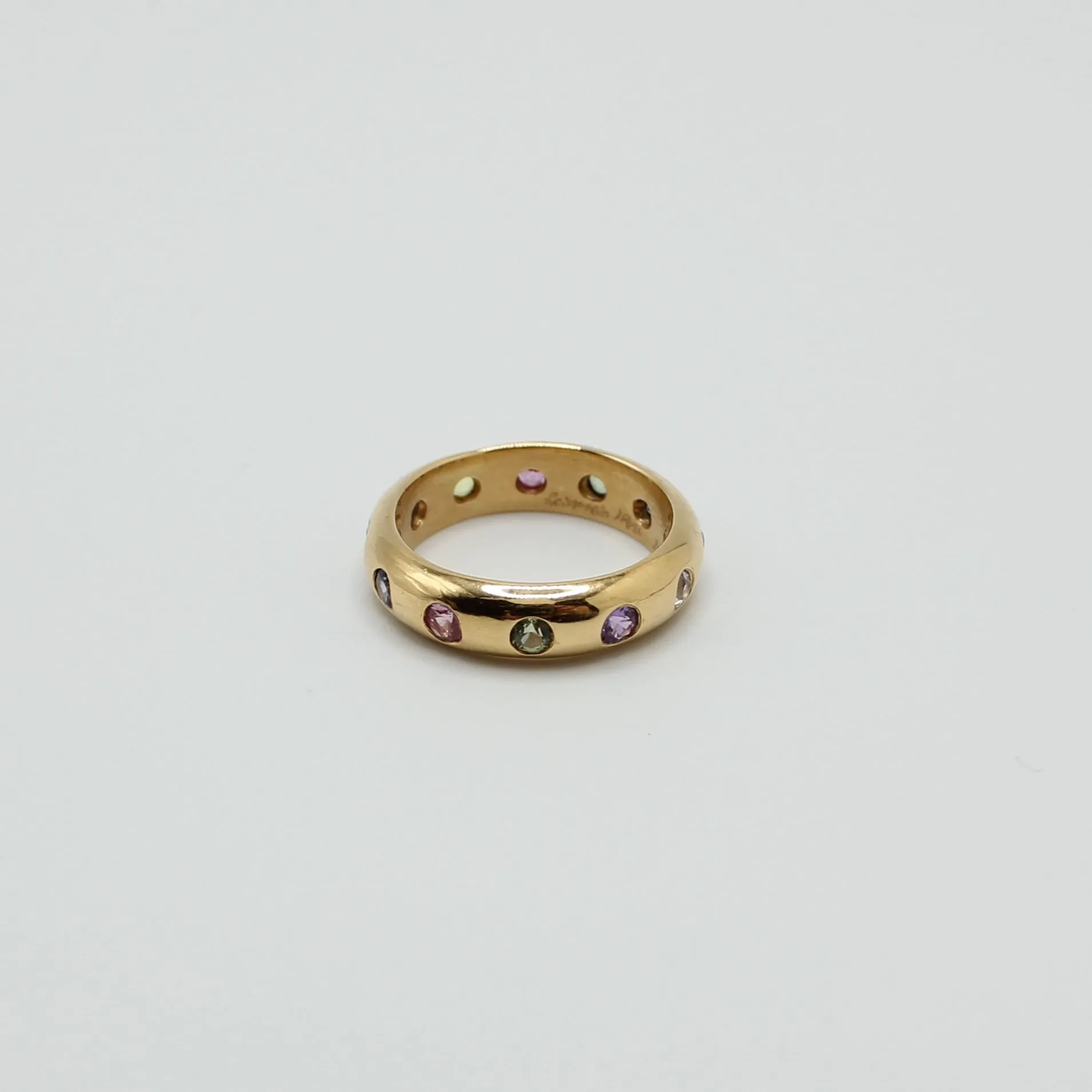 Half Round "Mosaic" Multi Sapphire Band in 20K Peach Gold- 5mm