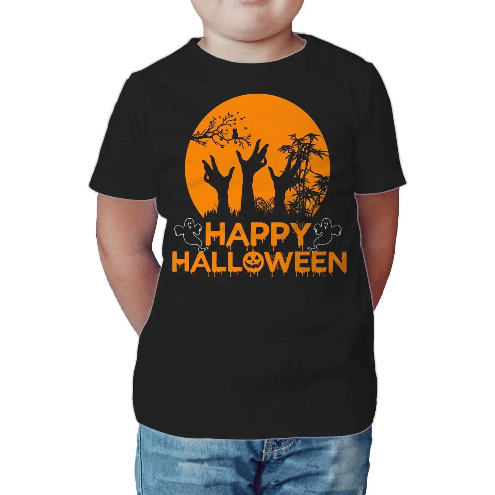 Halloween Cute Happy Pumpkin Ghost Meme Zombie Cat Cool Official Kid's T-shirt