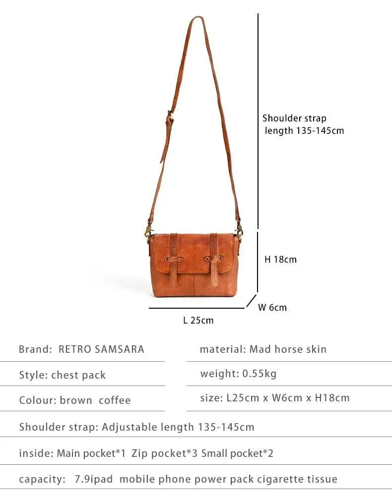 Handmade Women’s Leather Crossbody Bag for Travel